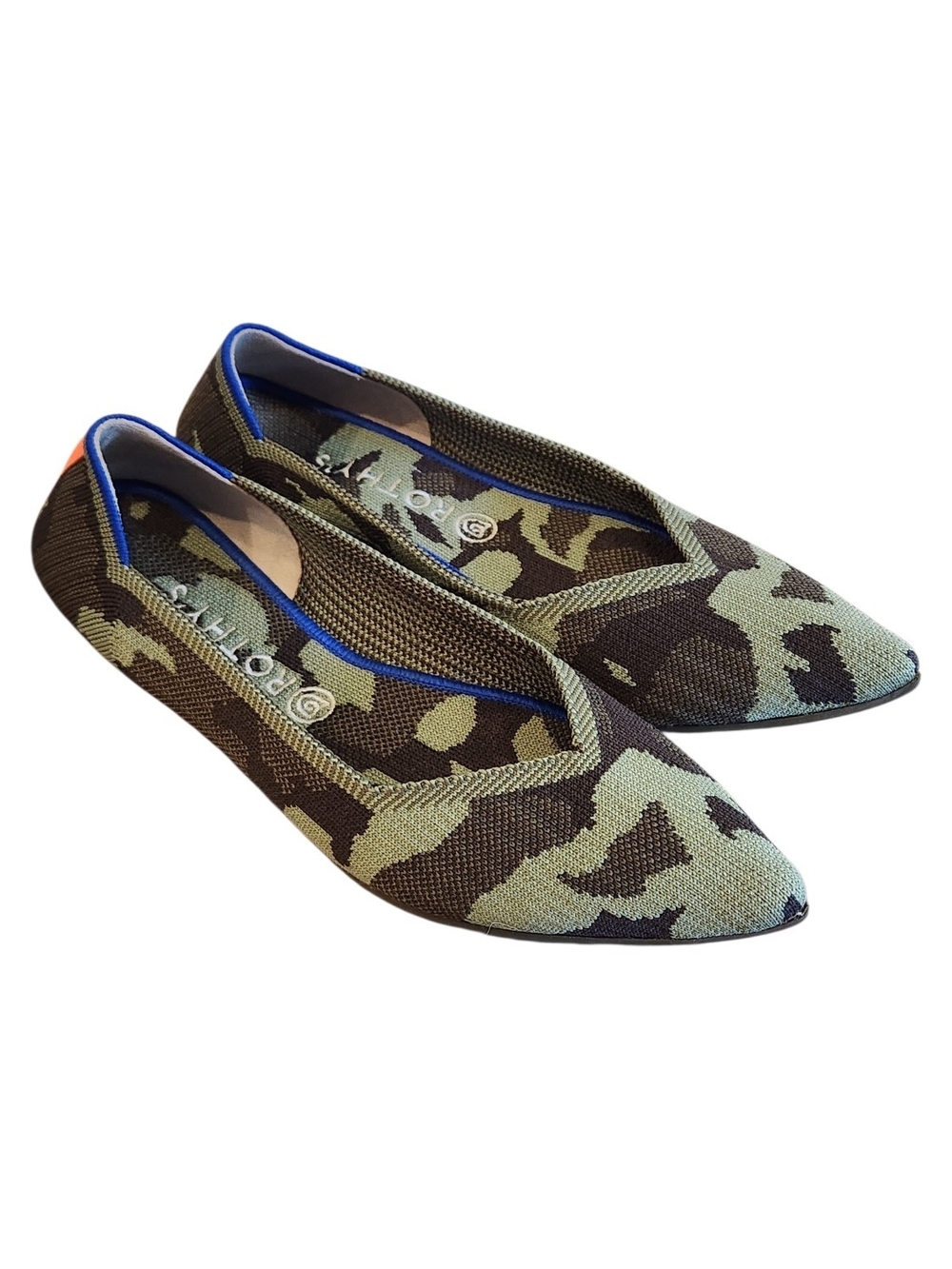 Rothy's The Point Olive Camo Slip On Breathable Recycled Retired Ballet Flat 12